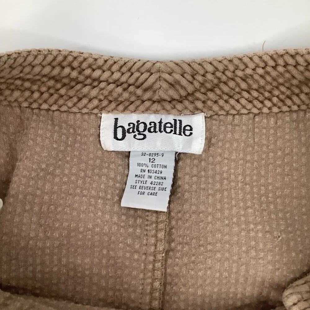 Vintage Tan Corduroy Button-Accent Mini Skirt Size 12 Bagatelle Preppy Skater - Picture 6 of 7